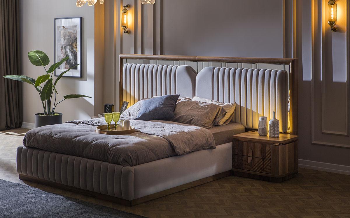 Luxe slaapkamer set bed + 2x nachtkastjes hout Compleet modern