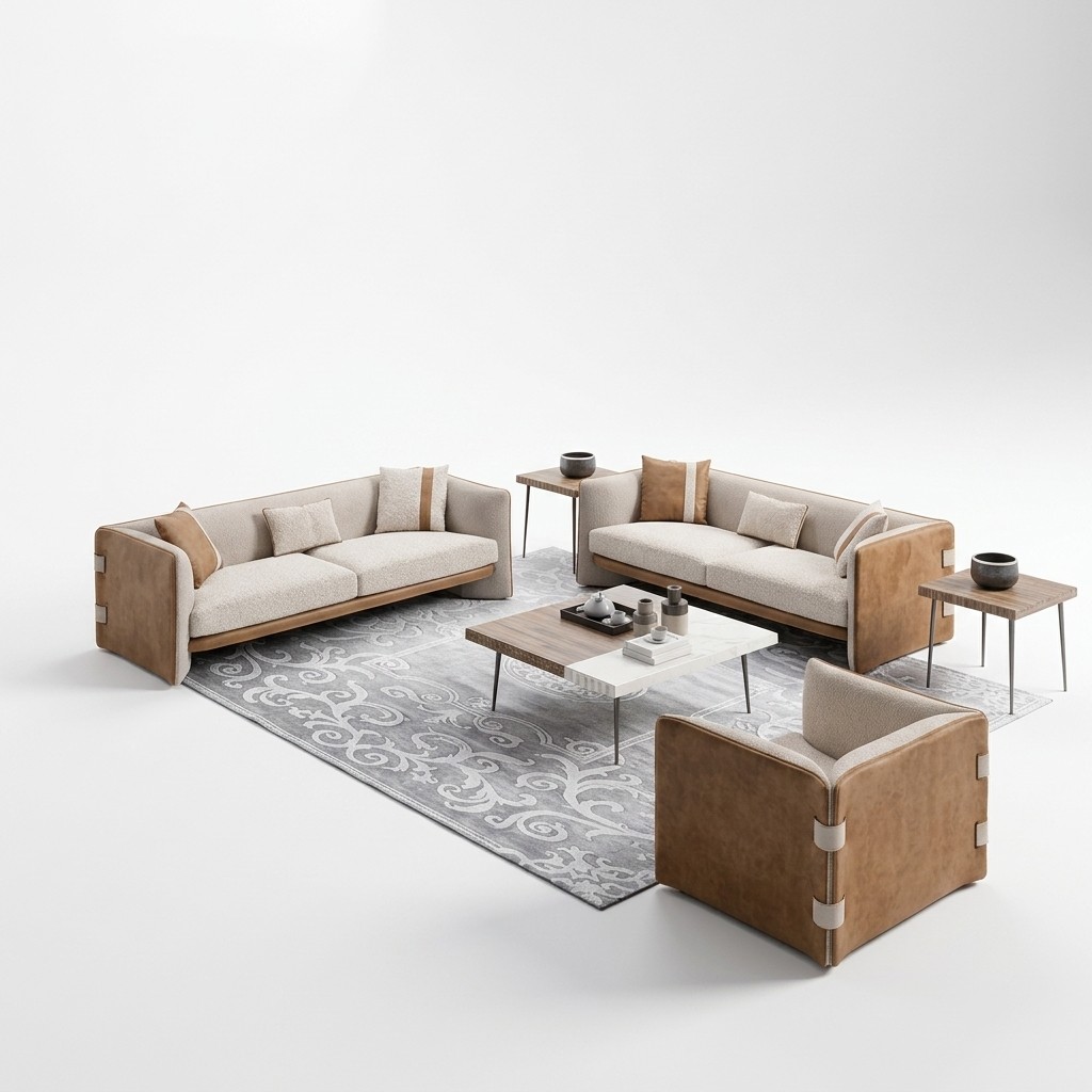 Luxe Sofa Set 2x Driezitsbanken Banken Moderne Fauteuils Woonkamer Inrichting