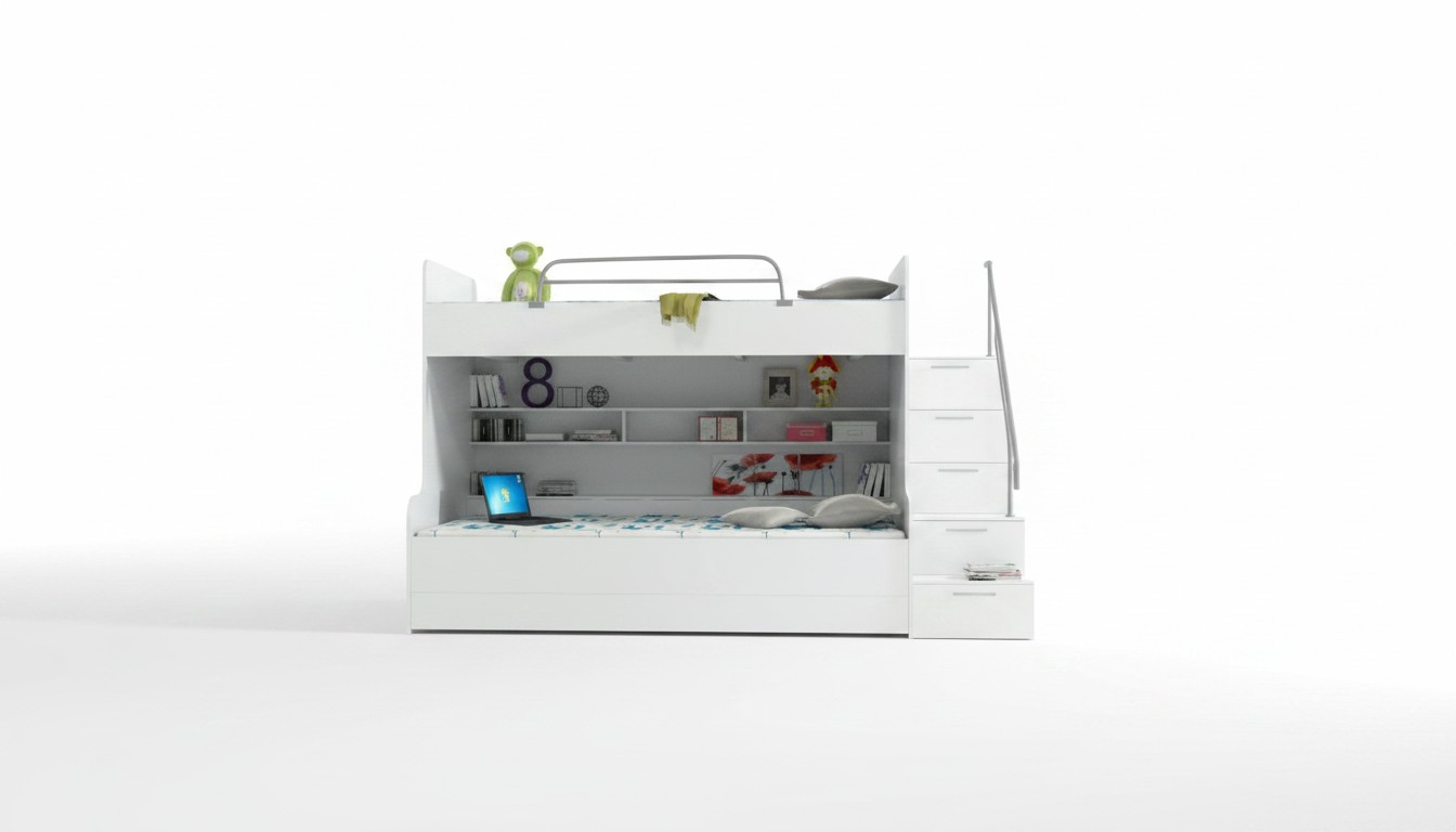 Stapelbed Stapelbed Bed Kinderbed Tienerbed Hoogslaper Nieuw Wit/Wit